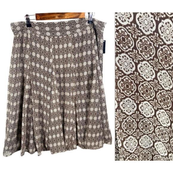 Attention Kmart Skirt Sz XL Brown White Print Chiffon Y2K Boho Forest Fairy NEW - Picture 1 of 15